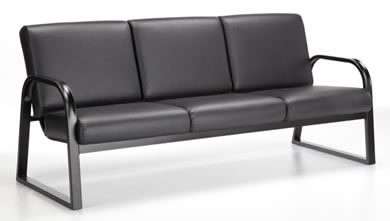 Onyx Sofa black metal frame black cushions