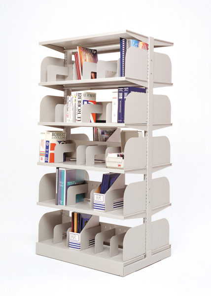 Modular steel shelving unit