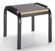 Onyx table d'appoint avec cadre de table en métal noir et plateau en bois