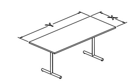 e base folding table rectangular T configuration