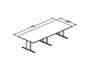P base fixed table rectangular T conf 3 legs