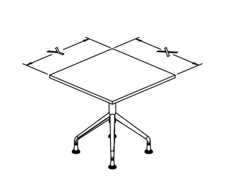 T base flip top tables, square, X conf